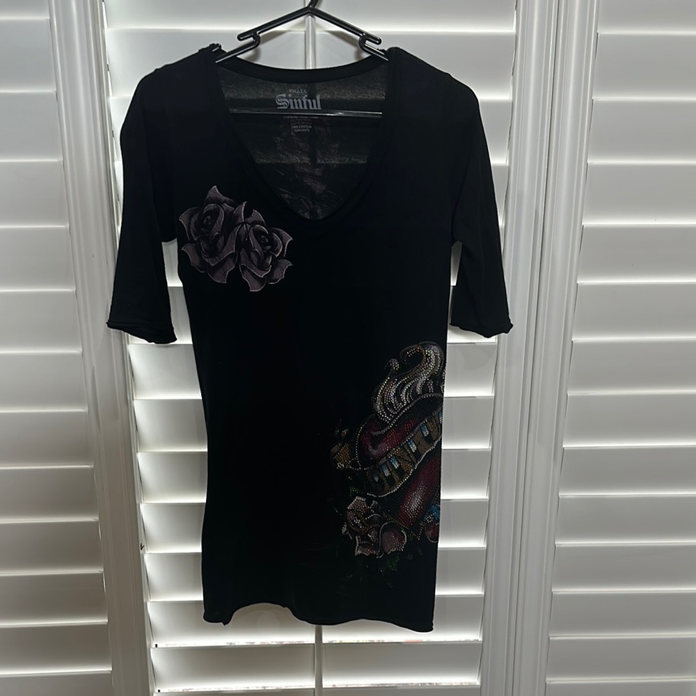 Sinful Black Graphic Women's Top